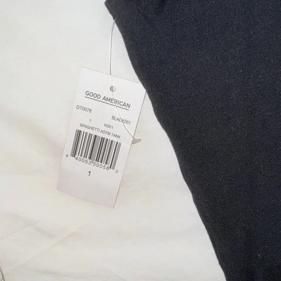 Good American Black Asymmetrical Camisole Crop - Picture 3 of 4